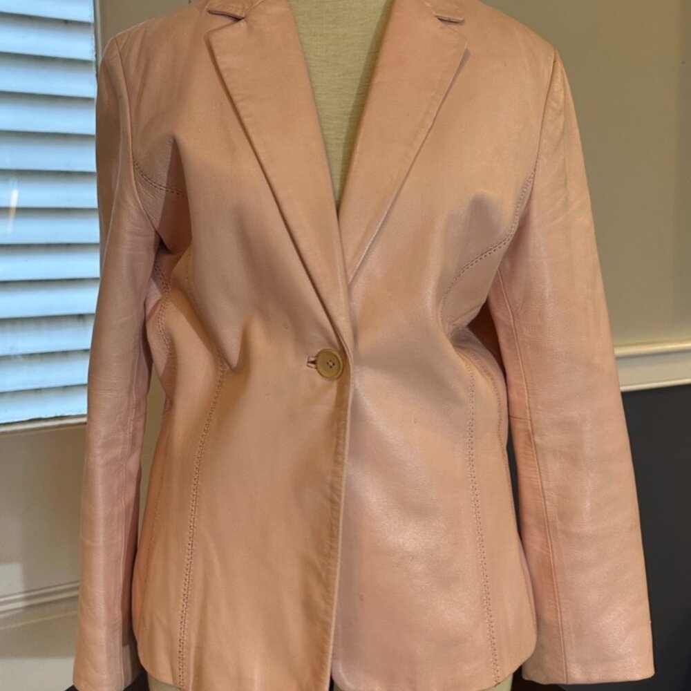 Pink Leather Siena Studio Jacket Size 10